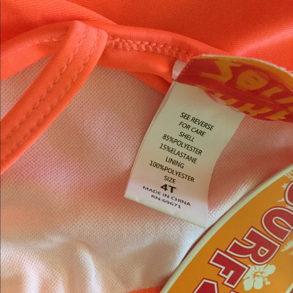 NWT SZ 4T hot coral fringe 1pc - Picture 4 of 5